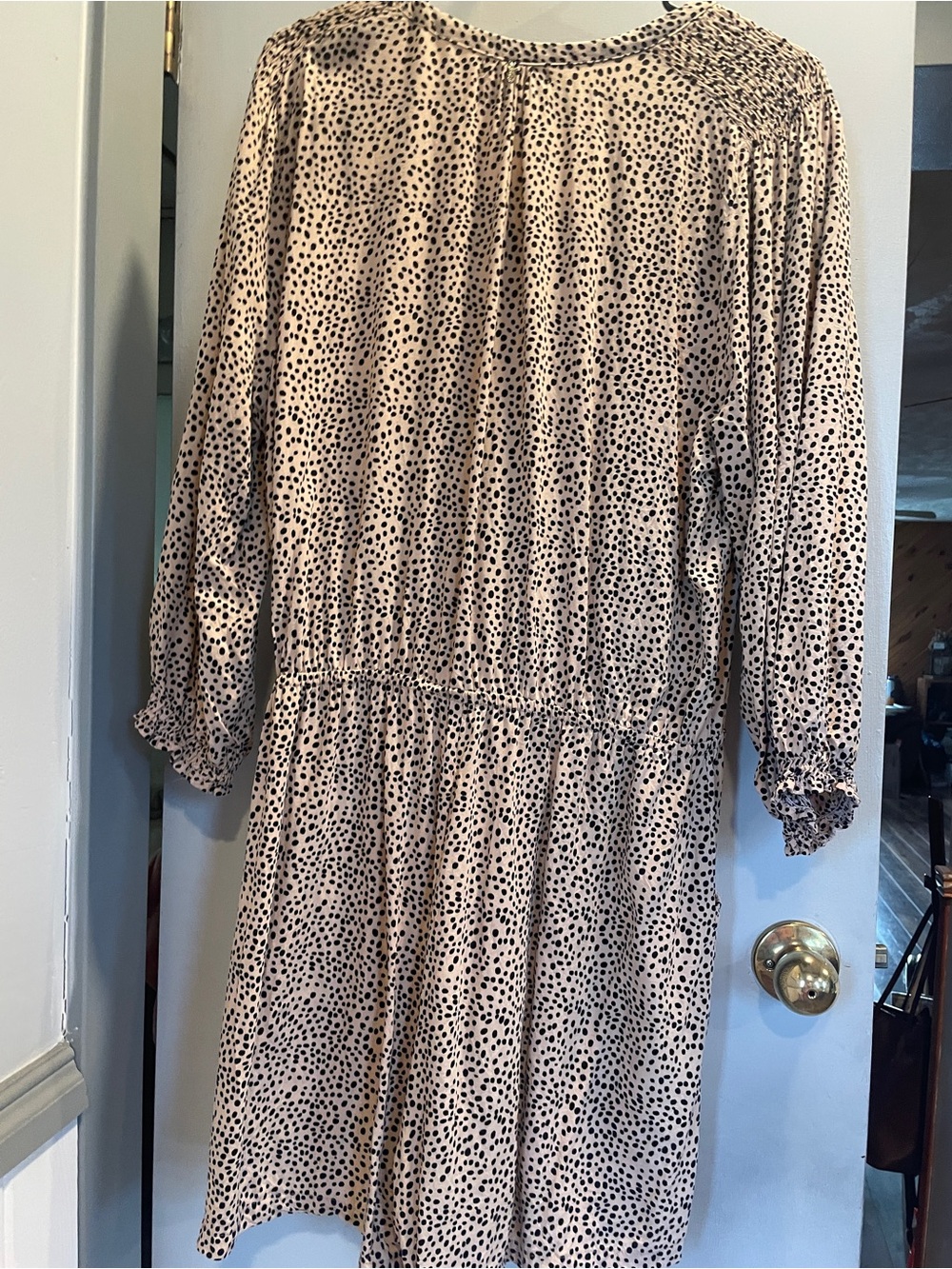 Beach Cold Romper Women's Long Sleeve Polka Dot shorts - Beige/Black size L - Picture 6 of 8